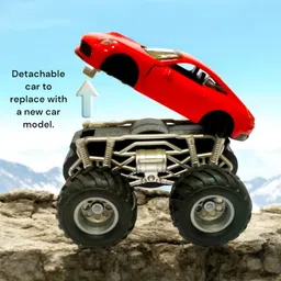 Zyamalox Jumbo Tyres Die-Cast Metal Car Toy Set with Opening Doors Light and Sound Monster Cars, Detacahbel Wheels Heavy Tyres Car Toy Car for All Terrain Friction Powered (assorted Color) image 5