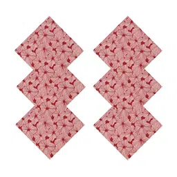 HANDICRAFT PALACE 6Pcs Maroon & Pink Floral Block Printed Cotton Dinner Table Napkins image 2