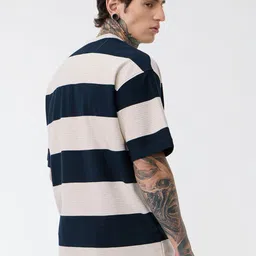 The Souled Store Men Striped Polo Collar T-shirt image 4