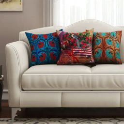 SEJ by Nisha Gupta Multicolor Cushion Covers - Set of 3-picture-18