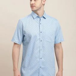 Turtle Light Blue Cotton Regular Fit Printed Shirt-picture-17