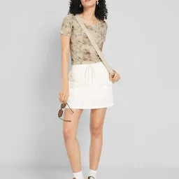 People By Pantaloons Beige Slim Fit Printed Top image 5