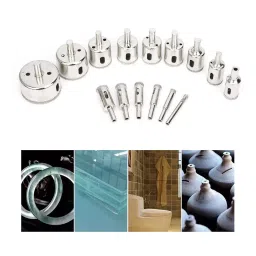Uptodateprouducts Diamond Hole Saw Set Masonry Round 6 to 50 mm Dia. Range Silver (Set of 15 Pcs) image 4