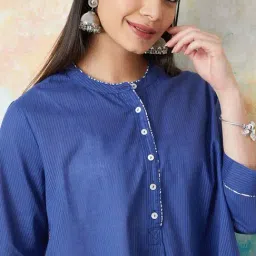 Melange By Lifestyle Blue Cotton Regular Fit Tunic image 5