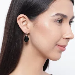 OOMPH Silver Tone Large Oval Black and White Cubic Zirconia Drop Earrings Pack of 2 image 5