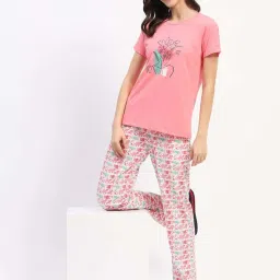 MADAME M Secret Pink Cotton Printed T-Shirt Pyjamas Set image 5