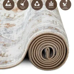 OBSESSIONS Beige Ethnic Polyester Machine Made Carpet 4x6 Feet image 5