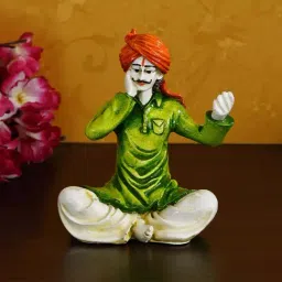 eCraftIndia Colorful Singing Rajasthani Man Handcrafted Decorative Polyresin Showpiece-image-34
