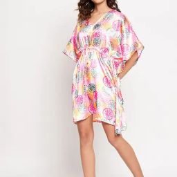 Secrets By ZeroKaata Multicolor Printed Short Kaftan Cover Up Dress-picture-30