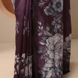 Libas Burgundy Regular Fit Embellished Saree With Unstitched Blouse image 5