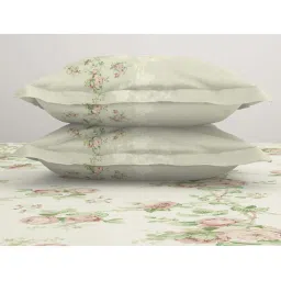 Spaces Botanica Cream Cotton Viscose 138 TC Double Bedsheet with 2 Pillow Covers image 5