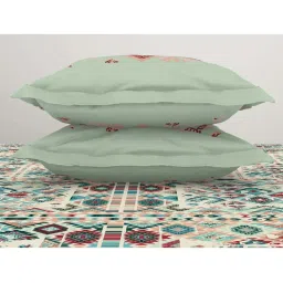 Spaces Tribal Grid Dark Aqua 100% Cotton 144 TC Double Bedsheet with 2 Pillow Covers image 5