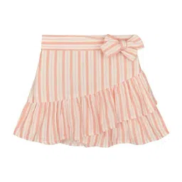 Mothercare Kids Pink & Off-White Cotton Striped Skirt-image-88