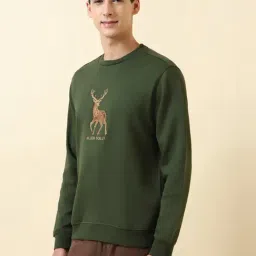 Allen Solly Green Cotton Regular Fit Embroidered Sweatshirt image 3