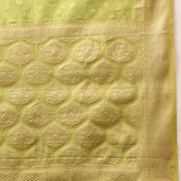 Silk Land Green Woven Saree With Unstitched Blouse image 5