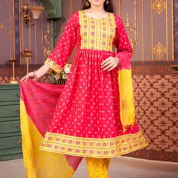 Sangria Girls Floral Printed Anarkali Kurta-picture-35