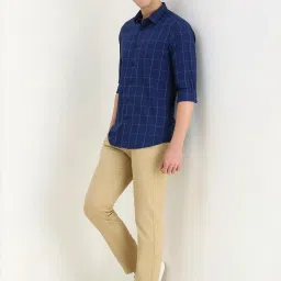 Allen Solly Navy Slim Fit Checks Shirt image 5