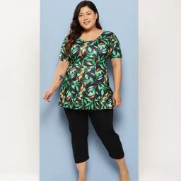 Aarika Green Nylon Printed Short Sleeves Swimsuit With Goggles-picture-38