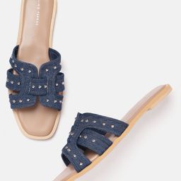 Lino Perros Women Metallic Detail Open Toe Flats-picture-32