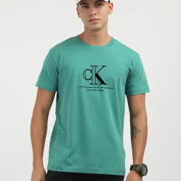 Calvin Klein Jeans Green Cotton Regular Fit Logo Printed T-Shirt image 5