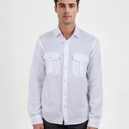 celio celio* White Solid Regular Fit Cotton Double Cloth Shirt image 5