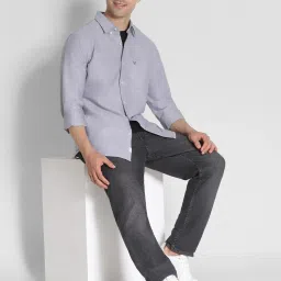 American Eagle Men Grey Slim Fit Solid Oxford Button-Up Shirt image 5