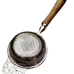 Ambi Pure Brass Punched Flower Medium Sized Tea Strainer - Steel Matte Finish With Wooden Handle image 5