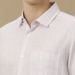 Linen Club Purple Linen Contemporary Fit Striped Shirt image 5