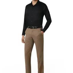Van Heusen Brown Slim Fit Texture Trousers image 5