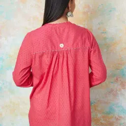 Melange By Lifestyle Pink Cotton Regular Fit Self Pattern Tunic image 2