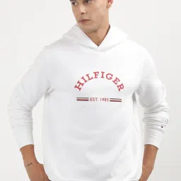 Tommy Hilfiger White Cotton Regular Fit Printed Hooded Sweatshirts image 5