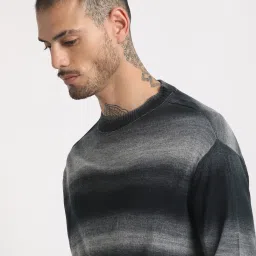 The Bear House Black Regular Fit Striped Pullover image 5
