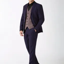 Peter England Navy Slim Fit Three Piece Suit image 5