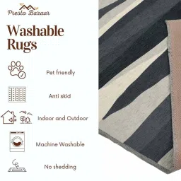 Presto Grey & Beige Polyester Washable Carpet image 5