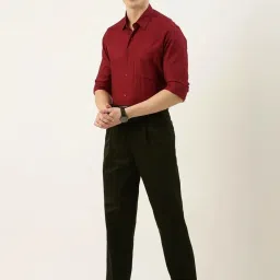 Peter England Black Regular Fit Trousers image 5