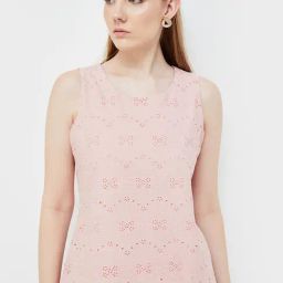 Code by Lifestyle Peach Cotton Self Design Top-picture-37