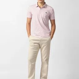 Van Heusen Pink Regular Fit Striped Polo T-Shirt image 5