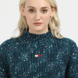 TOMMY HILFIGER Teal Self Design Sweater image 5