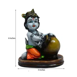 eCraftIndia Rakhi with Decorative Showpiece of Makhan Chor, Roli Chawal, Best Wishes Greeting Card image 3