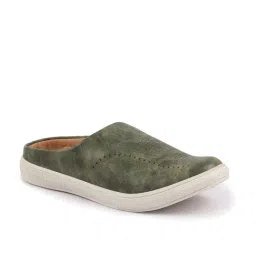 FAUSTO Men's Olive Green Mule Shoes image 2
