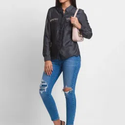 Spykar Black Embellished Shirt image 4