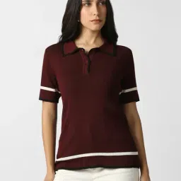 Van Heusen Maroon Viscose Solid Top-picture-42