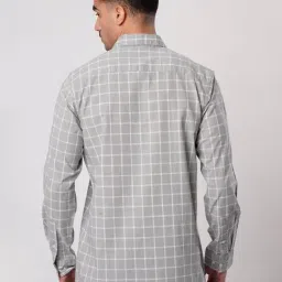 Bene Kleed Light Grey Cotton Checked Regular Fit Shirt image 2