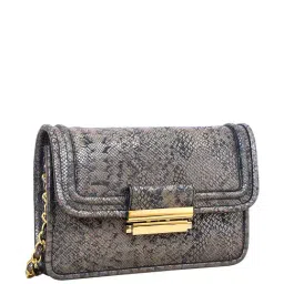 Eske Lucie Gold & Black Textured Medium Sling Handbag image 5