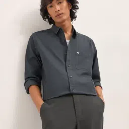 The Bear House Grey Cotton Solid Regular Fit Shirt-image-47