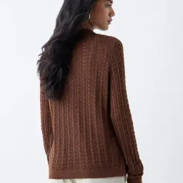 LOV by Westside Brown Knit-Textured Sweater image 2