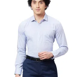 Park Avenue Grey & Blue Slim Fit Check Shirt-picture-26