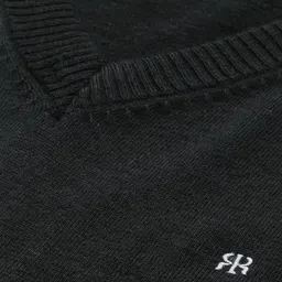 Raymond Men Black Solid Pullover Sweater image 2