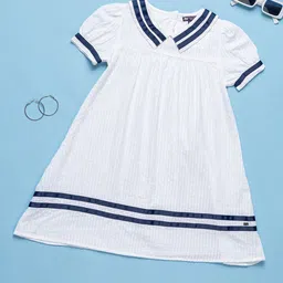 Purple United Kids Peter Pan Collar Fit & Flare Dress-image-0