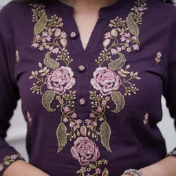 Vastukala Women Floral Embroidered Regular Thread Work Kurta & Palazzo With Dupatta image 5